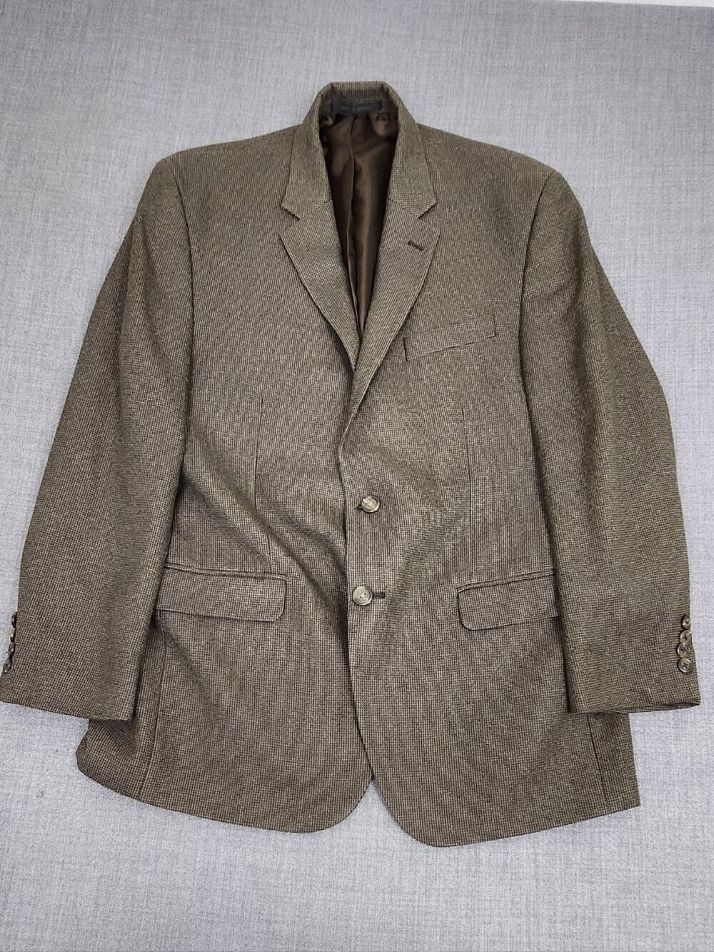Chaps Houndstooth Olive Brown Lined Sport Coat Blazer. 42 R